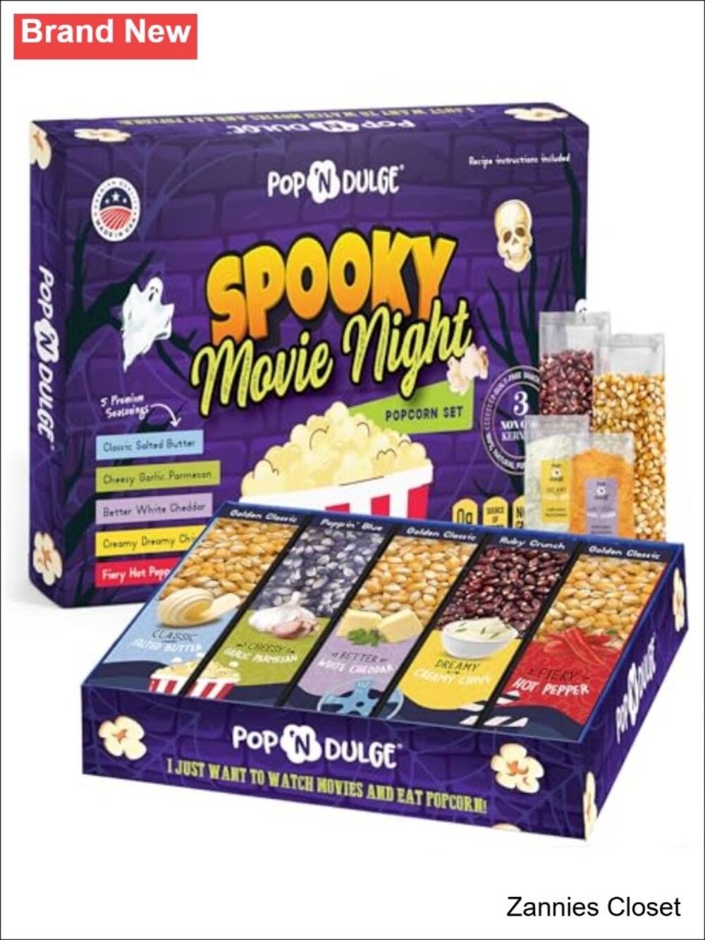 👻 Pop n' Dulge Movie Night Popcorn Halloween Gift Set 10 Pack Gourmet Kernel